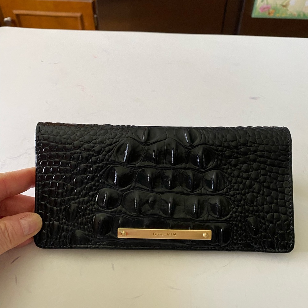 Brahmin Black Crocodile Embossed Leather Clutch. NWOT